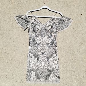 Aidan Mattox Black and White Mini Dress